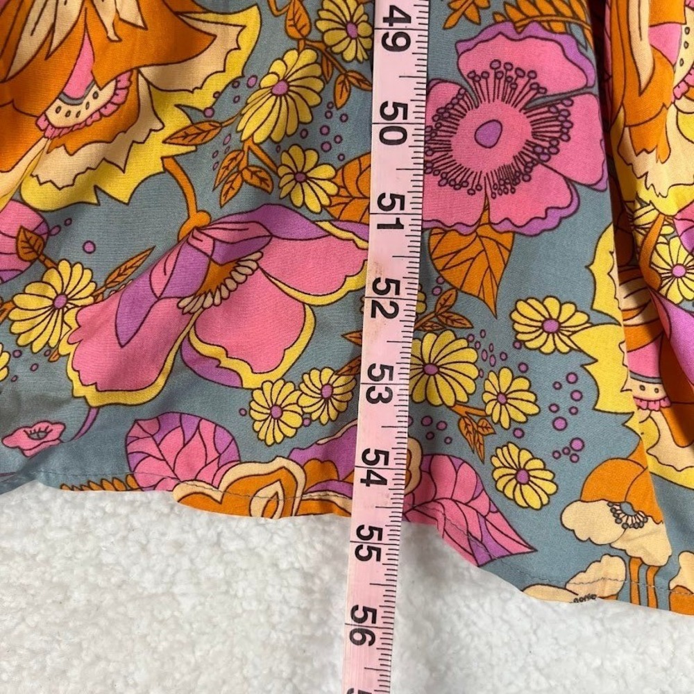 Boho Floral Maxi Dress Womens 4XL Viscose Tie Waist Retro 70s Print - Picture 7 of 9